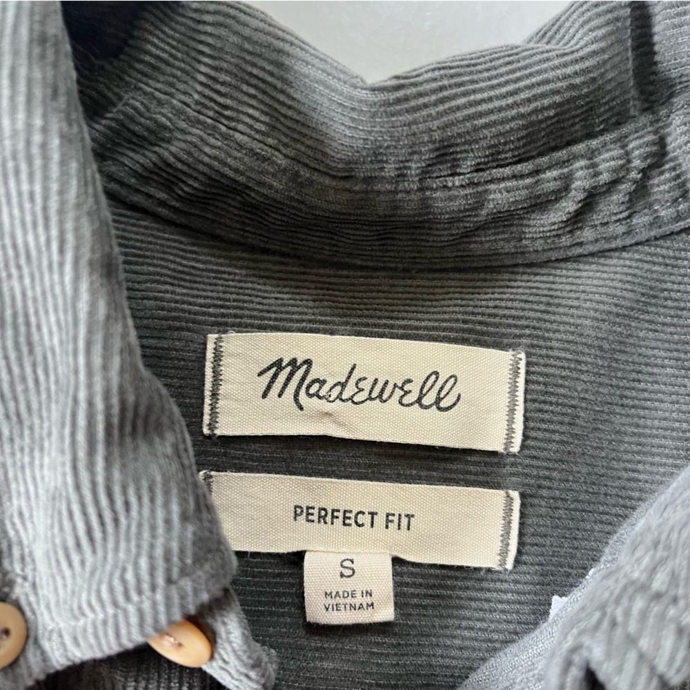 Madewell *GREY Corduroy Perfect Long-Sleeve Shirt Small - Picture 3 of 9